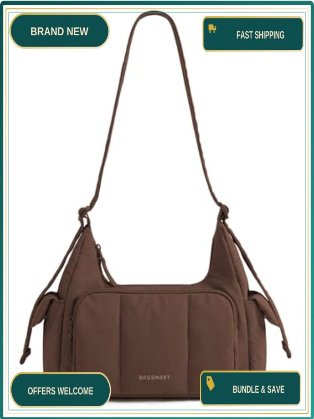 Small Puffer Crossbody Hobo Bag Adjustable Strap Waterproof Nylon